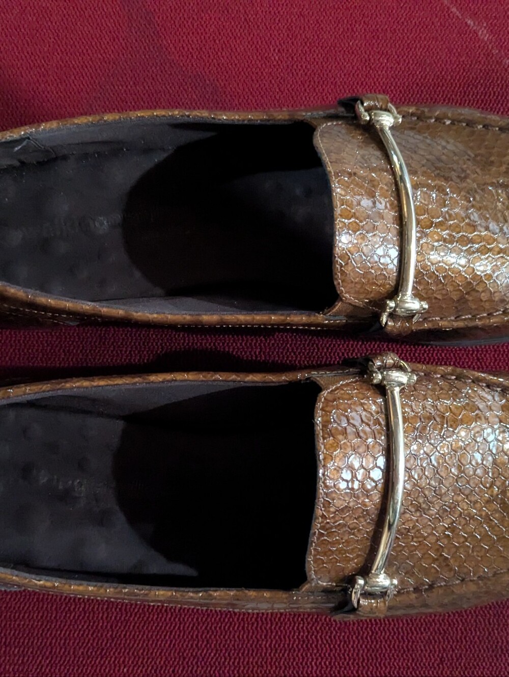 Walking Cradles Loafers Size 13 Snakeskin-Textured Flat Sandals - Brown